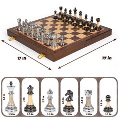 Luxury Large Chess Set 17 Inch Wooden Chess Board with Metal and Acrylic Ches…