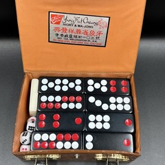 Vtg Hong Kong Travel Mah Jong Domino Set – Ying Fat Cheung – Faux Alligator
