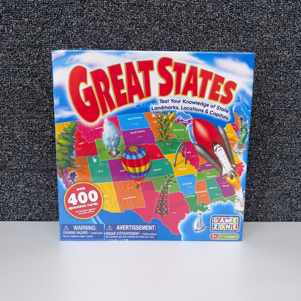 Game Zone Great States Board Game Geography Trivia 400 Cards P20026 NEW