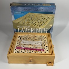 Vintage 2007 Cardinal Solid Wood Labyrinth Oak Finish Solitaire Game of Skill Ma