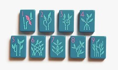 Botanical Line: Deep Teal Mahjong Tiles