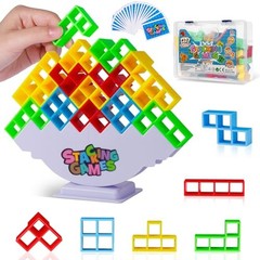 Tetra Tower Stacking Blocks Game, Board Games for Families, Parties, 48Pcs