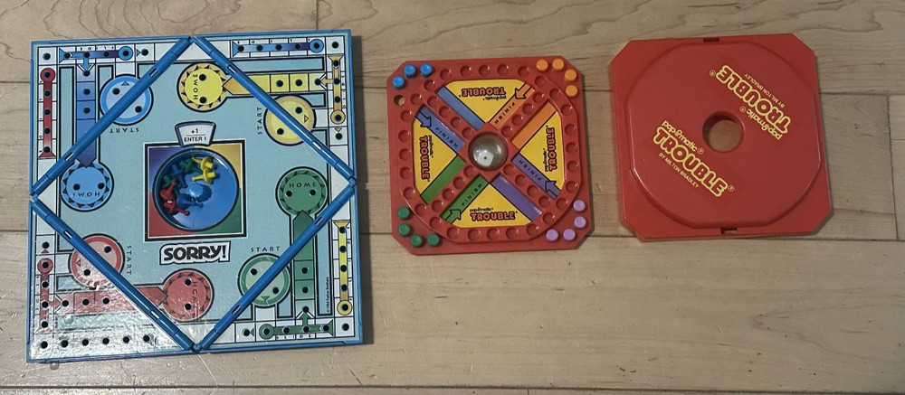 two vintage travel games TROUBLE and SORRY