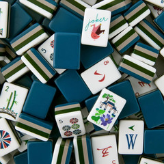 160Pcs 4-Layer Acrylic Dark Blue Carved American Mahjong Set