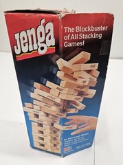 Vtg Original 1986 JENGA 4793 MB Game Wood Blocks Complete USA