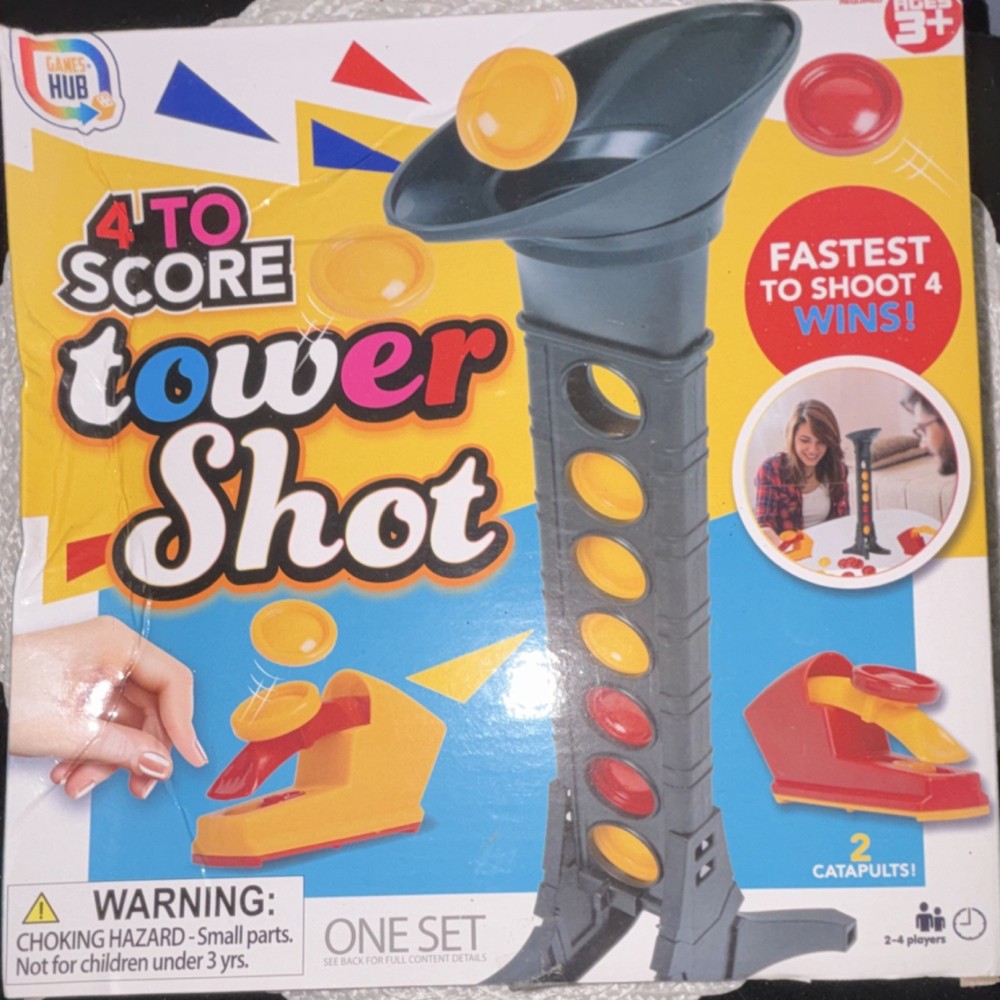 Games Hub Tower Shot Family Game, 2 Catapults, 2-4 Players, 3+ Years