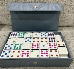 Cardinal Premier Double Nine Jumbo Color Dot Dominoes Set Vinyl Case NEW