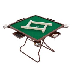 Mahjong Table w/ 4 Cup Holders & 4 Drawers for 4 Player People Foldable Portable