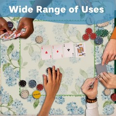 Blue Hydrangea Floral Anti-Slip Mahjong Mat 31.5in – Perfect for Game Gatherings