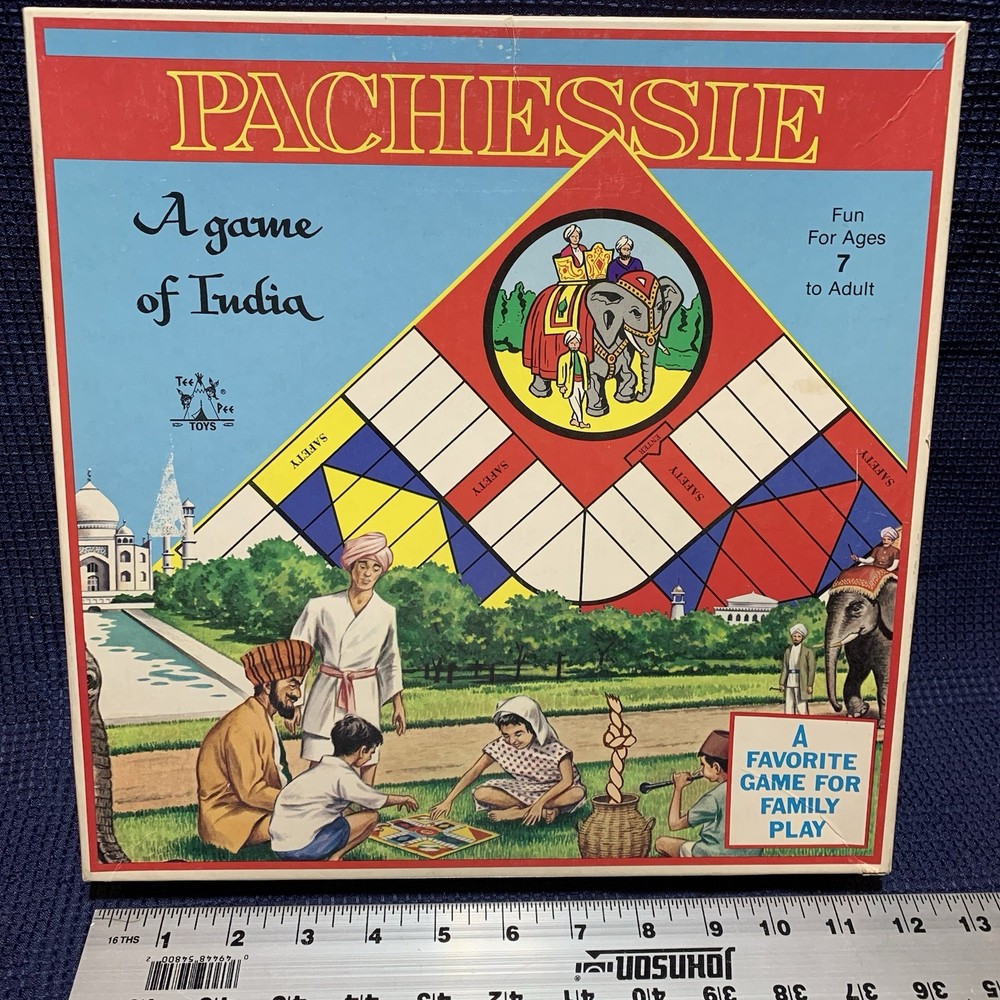 Vintage Pachessie Board Game of India Warren Built-Rite 1950s Complete Free Ship