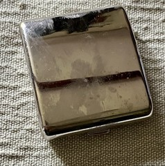 Vtg Portable Dominoes Set Metal Pieces Compact Case Touchstone Merchandise Group