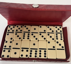 Vintage Domino By Cardinal 28 Dominoes Set Double Six In Vinyl Case