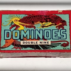 Vintage Dominoes Double Nine Box Set Oriental Dragons Multicolored Dots