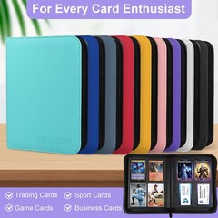 BYSTER 4 Pocket Card Binder, Premium PU Trading 2.76 x 3.74 inches, Purple