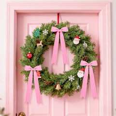 12 Pcs Pink Velvet Bows for Christmas 11″ x 5.5″ x 1.5″ (each bow),