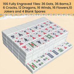 Mahjong Tile Set, American Mahjong Set with Floral Quilted Carrying Bag, 166 Whi