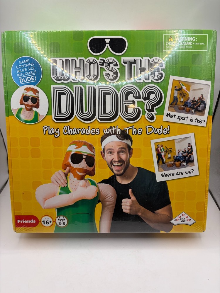 Who’s The Dude Hilarious Charades Game with Life Size Inflatable Dude SEALED NEW