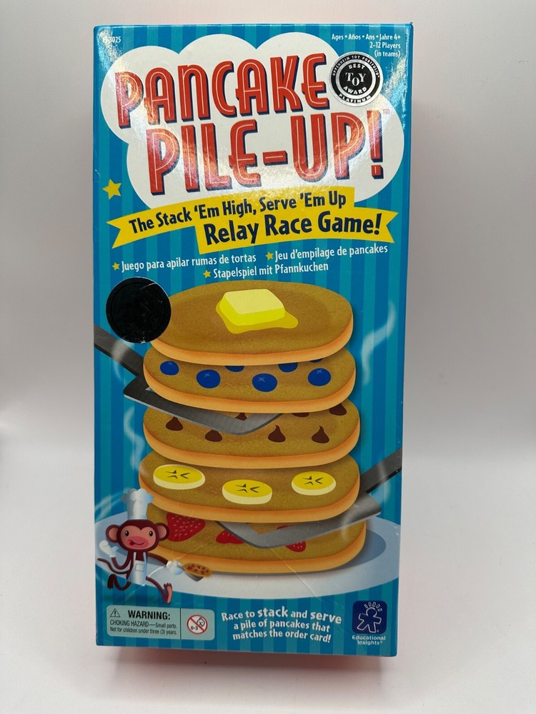 Educational Insights Pancake Pile-Up Relay Race Game COMPLETE Ages 4+ 2-12 Plyrs