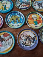 Digimon Rappers Lot Of 31 Digital Monsters Metal Pogs Tazos 2 Inch Mgic Box 2001