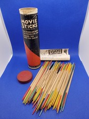 1937 Parker Brothers Movie Sticks Game Sticks and Tricks Wooden Sticks Vintage