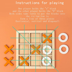 Wooden Tic Tac Toe Game Classical Kids Educational Puzzle Travel Board Toy Set