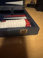 Vintage BACKGAMMON Travel Game Set Navy Blue Faux Leather Folding Case Compact