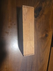 Lot of Vintage Wood Checkers In A Slide Top Dovetailed Wood Box- 30 Checkers.