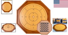 Deluxe 30 Inch Wooden Crokinole & Checkerboard – Ultimate Gaming Experience