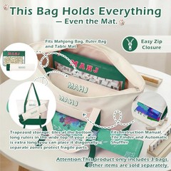 Empty Mahjong Tile Bags Set for American Tiles and Racks Canvas Tote Bag with Ma