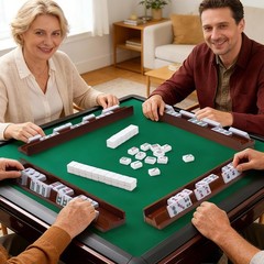 Wooden Mahjong Racks with Magnetic Pushers – Set of 4, Solid Wood | For American