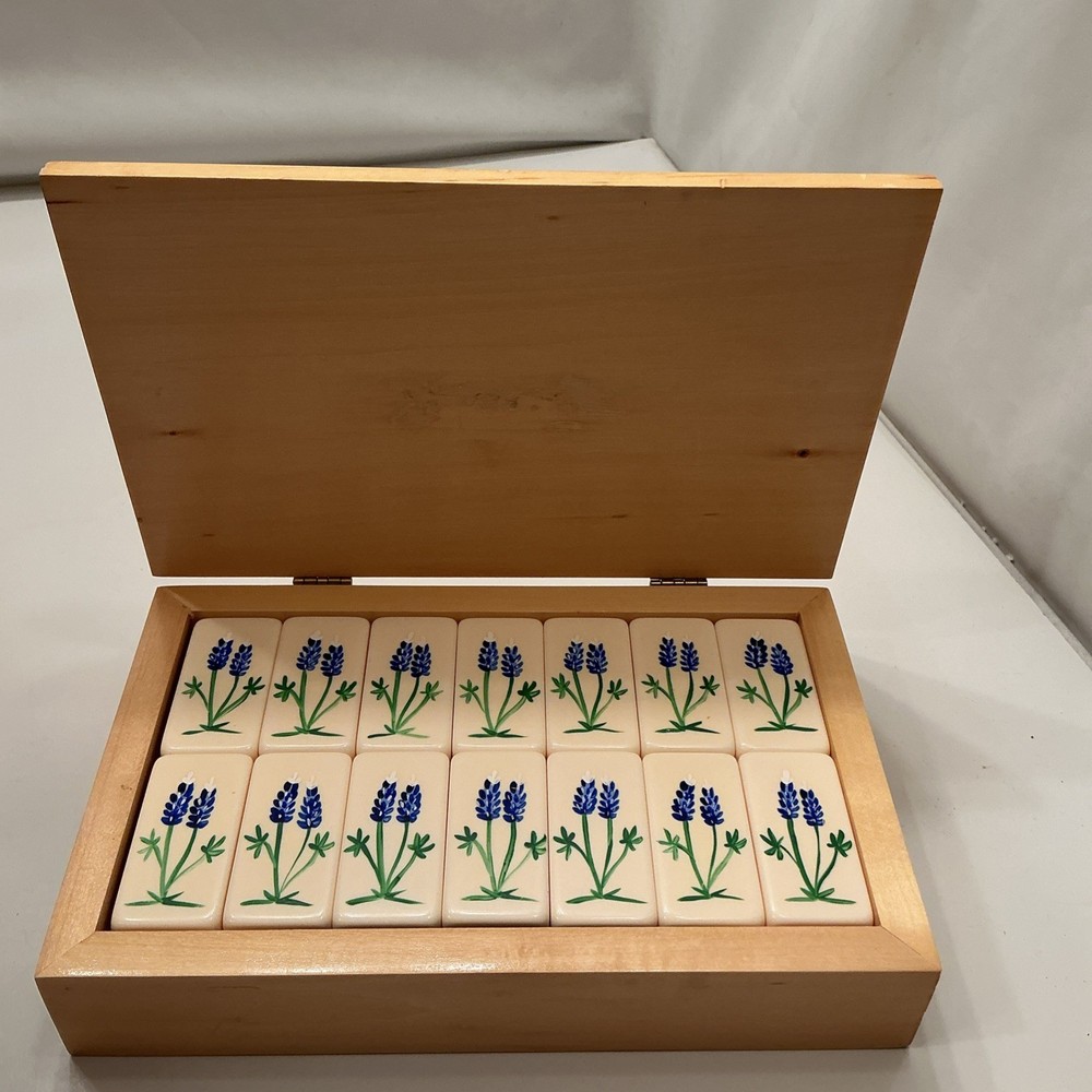 HANDPAINTED TEXAS BLUEBONNETS Extra Thick DOMINOES Texas Imagineering