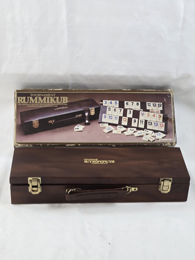 Vintage Tournament Rummikub Board Game Pressman Leather-Look Case Complete