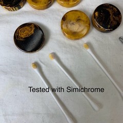 30pc Vtg Bakelite Backgammon Set Chocolate Butterscotch Swirl Tested Round Edges