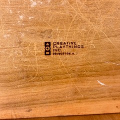 Vtg Creative Playthings Inc Oversized Domino Set in Wood Dovetail Box 28 Dominos