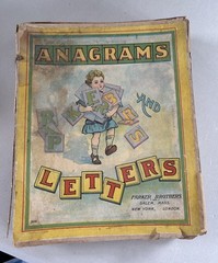 Antique Parker Brothers Anagrams & Letters Game Red Letter Tiles Salem Mass