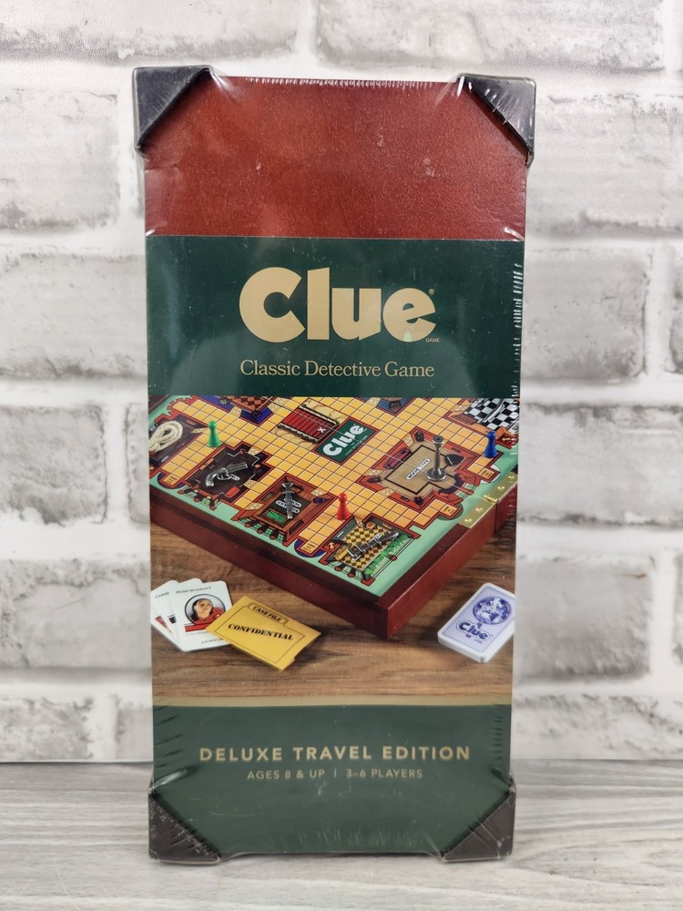 New Clue Classic Detective Game Deluxe Travel Edition In Wood Folding Case