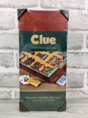 New Clue Classic Detective Game Deluxe Travel Edition In Wood Folding Case