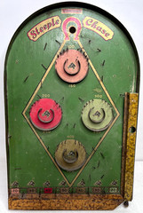 1934 Lindstrom Steeplechase Bagatelle Horse Race Game Wooden Pinboard