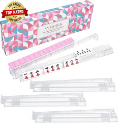 Non-Slip Mahjong Racks with Pushers, 4-Pack Clear Acrylic Racks, American Mahjon