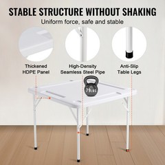 Uimoso Mahjong Table 4Player Folding Card Table & 4 Cup Holders Chip Trays White
