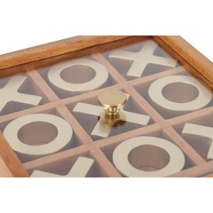 Decorative Gold and Wood Tabletop Tic Tac Toe Game Set with Storage Box