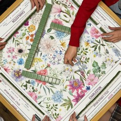 Chinoiserie Mahjong Mat 31.5″ x 31.5″ Colorful Floral Mat Anti Slip and Noise