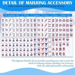 Arrowbash 160 Pcs American Mahjong Tiles Set 1.2 Inch Mah Jong Game Pieces wi…