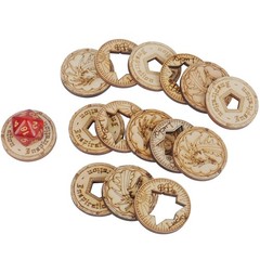 DND Tokens Laser Cut Wood Coins Set of 15 in 3 Styles – Lucky 1.35 inches