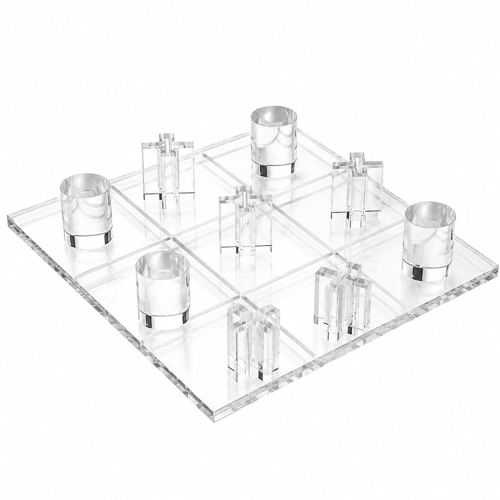 Luxury Acrylic Tic Tac Toe Game Clear Board Gold Pieces Coffee Table Decor