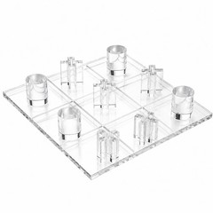 Luxury Acrylic Tic Tac Toe Game Clear Board Gold Pieces Coffee Table Decor