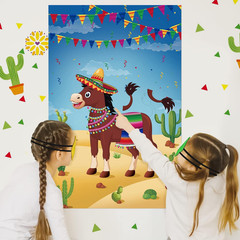 Pin The Tail On The Donkey Party Game with 50 Pcs Tails Large Mexican Donkey Gam