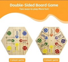 Wahoo Marble Board Game, Aggravation Board Game, Wooden Board Game Double Sided