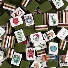 NEW! Vibrant Layered Mahjong Tiles – Full American Set 160Tiles – dark green/