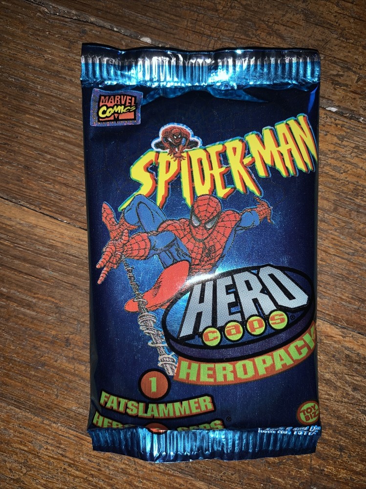 Spiderman Hero caps Marvel Pogs vintage sealed pack pog milk caps